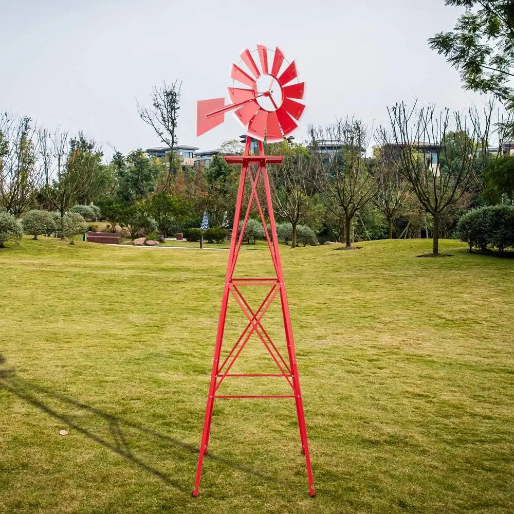 8FT Metal Windmill Ornamental Spinner Backyard