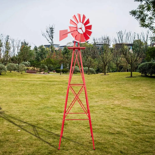 8FT Metal Windmill Ornamental Spinner Backyard