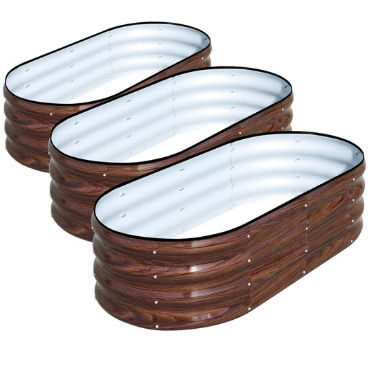 Galvanized Metal Raised Garden Bed Set of 3 Durable Planter Box