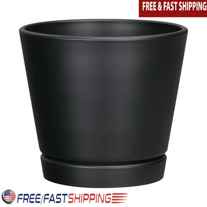 Planter with Attached Saucer Indoor Outdoor 8 Inch