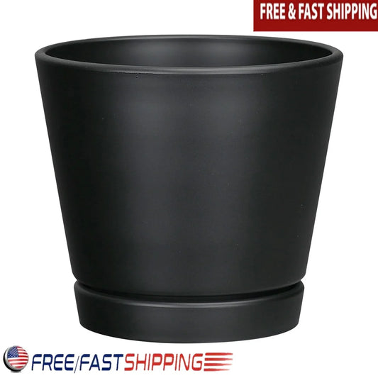 Planter with Attached Saucer Indoor Outdoor 8 Inch