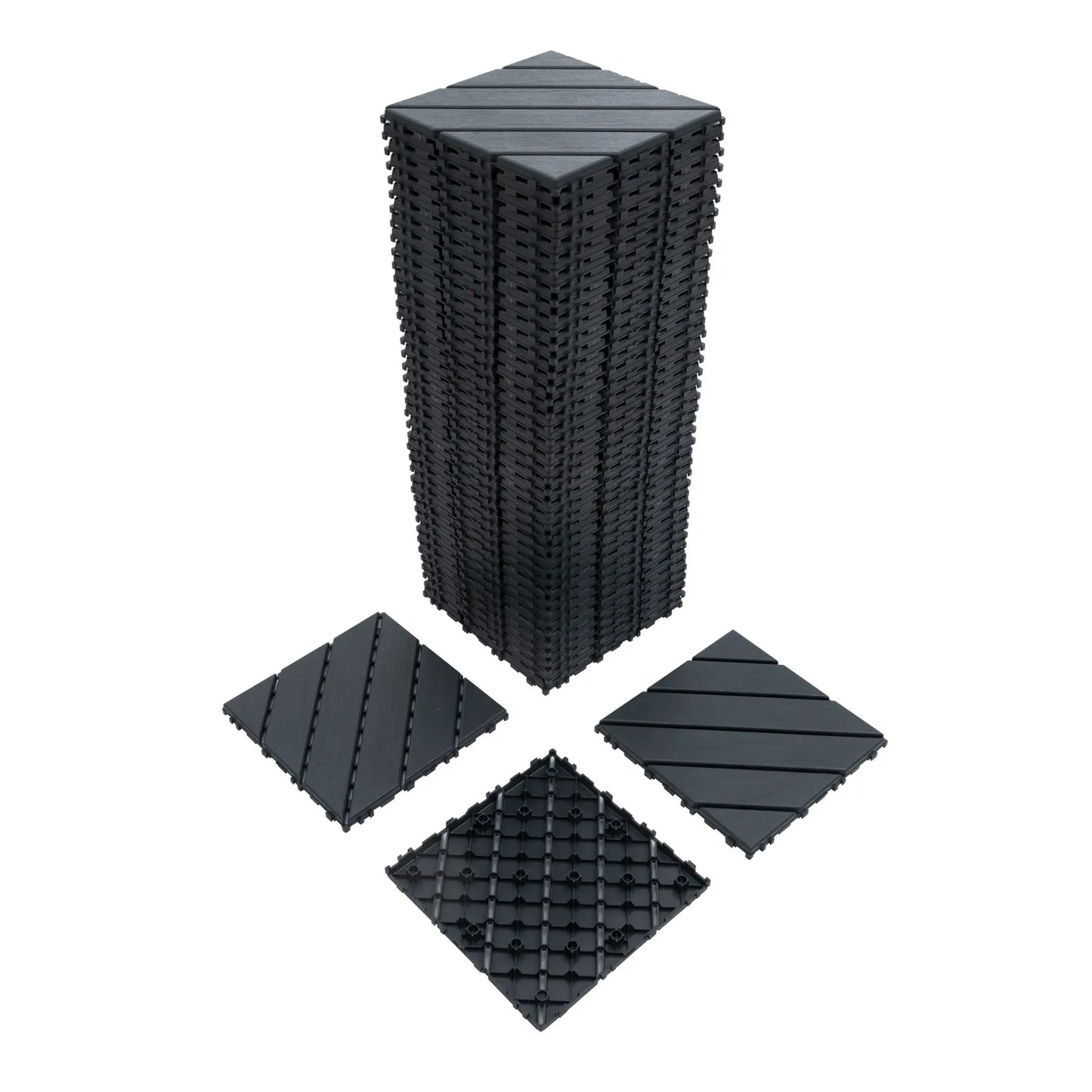 Twill Interlocking Patio Deck Tiles 44 Pack 12x12 Inch,