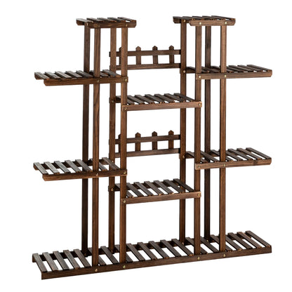 6-Story 11-Seat Multifunctional Carbonized Wood Plant Stand