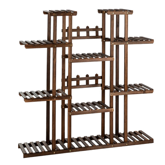 6-Story 11-Seat Multifunctional Carbonized Wood Plant Stand