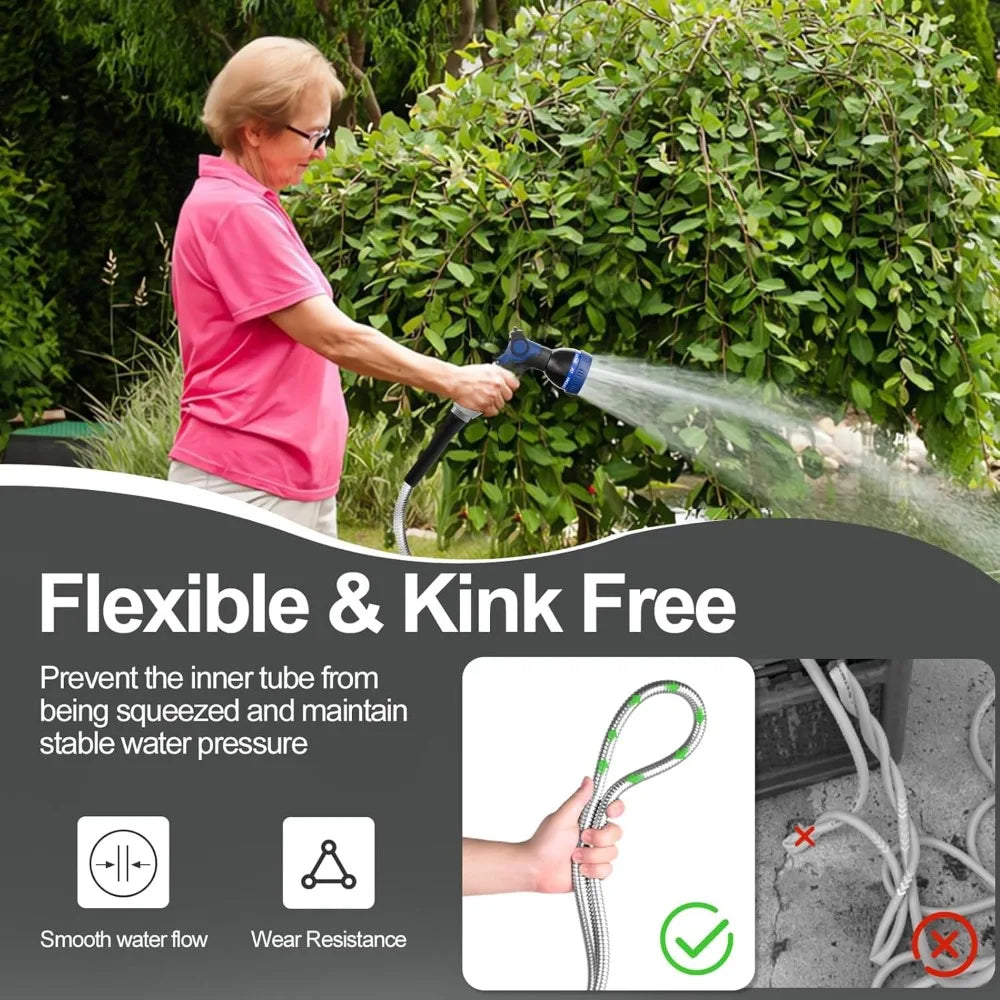 304 Stainless Steel Garden Hose Flexible, Never Kink