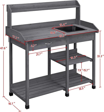 Outdoor Potting Bench Table Potters Garden Workstation