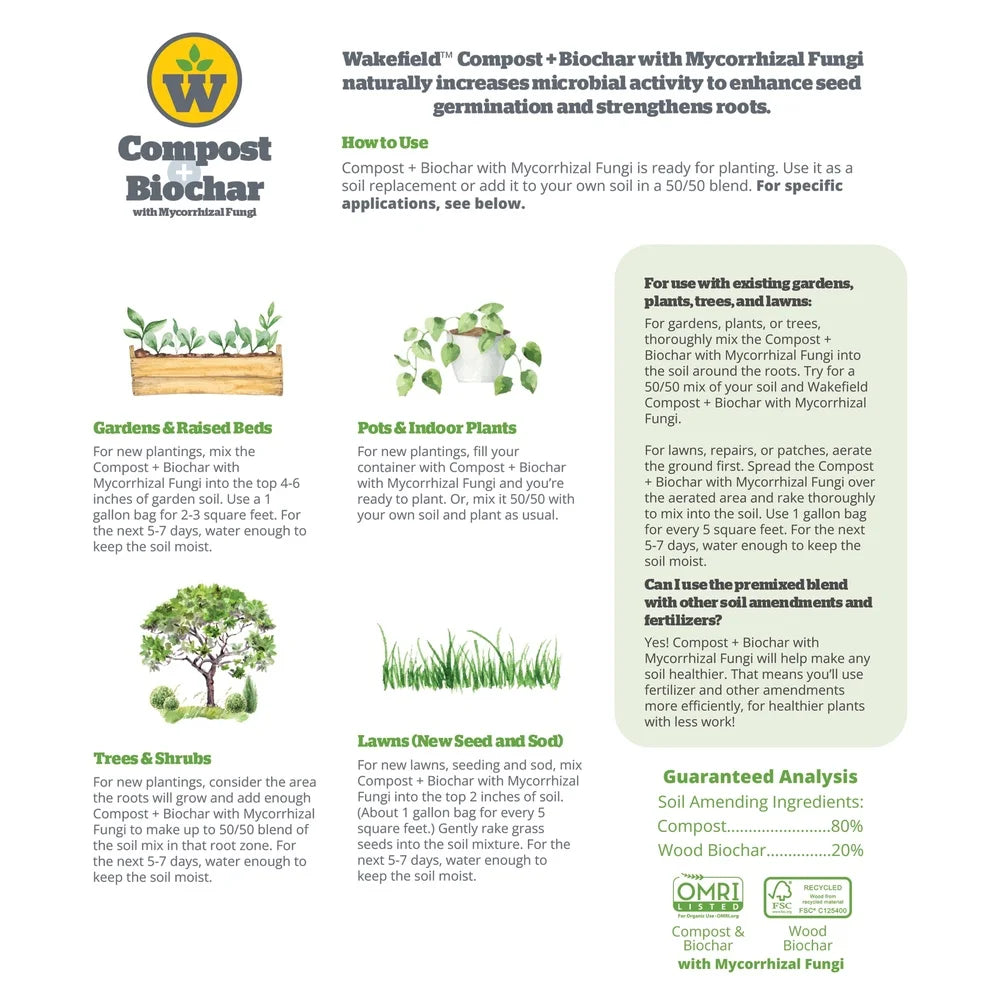 Organic Soil Conditioner Compost Biochar with Mycorrhizal Fungi