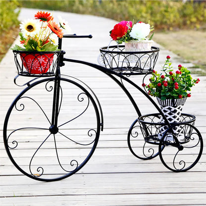 3-Tier Bicycle Plant Stand Wrought Iron Tricycle