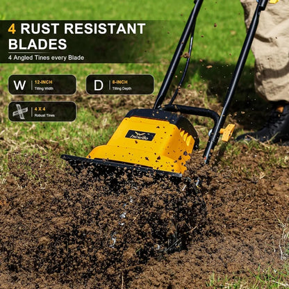 8.5AMP 12Inch Corded Cultivator Rototillers for Gardening