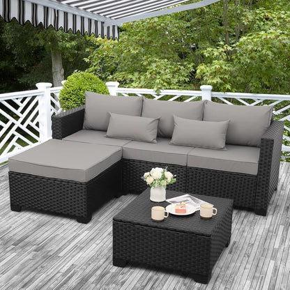 3 Piece Outdoor Sectional Couch with Storage Coffee Table