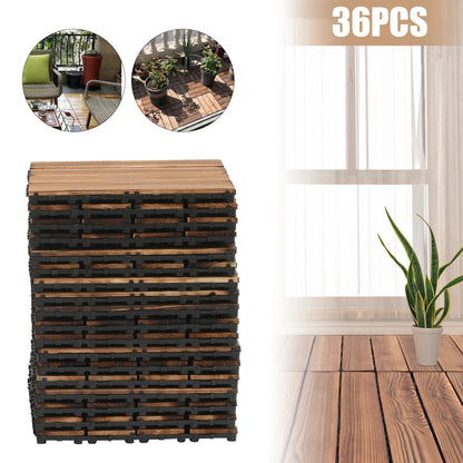 36 Pack Hardwood Patio Deck Flooring Tile 12" × 12"