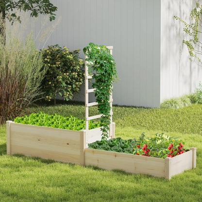 87" Raised Garden Bed w/ Trellis 2 Planter Boxes Open-ended Base