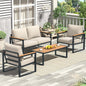 4 Pieces Outdoor Patio Furniture with Coffee Table Set