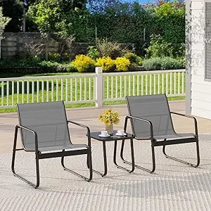 Patio Furniture Set with Metal Frame Glass Table