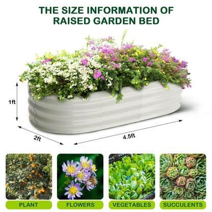 2 Pcs 4.5x2x1ft Oval Raised Garden Bed, Galvanized