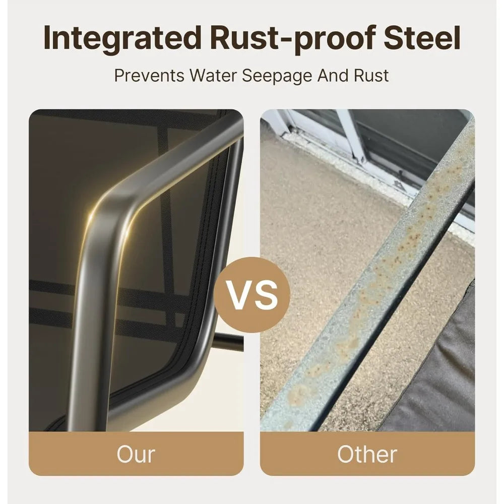 Patio Furniture Set with Metal Frame Glass Table