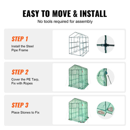 Walk-in Green House Greenhouse with Shelves