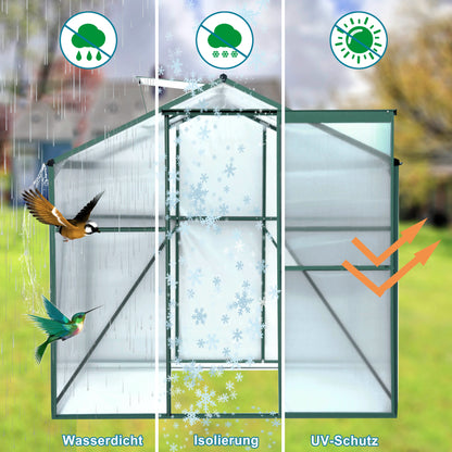 Polycarbonate Greenhouse,6'x 8' Heavy Duty Walk-in Greenhouse