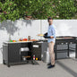Outdoor Grill Table with Sink, Metal Grill Cart,