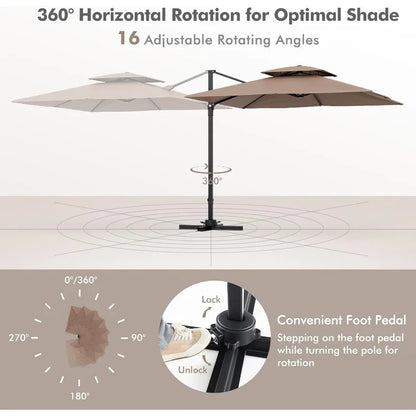 9.5' Cantilever Patio Umbrella, Outdoor Square Offset Umbrella
