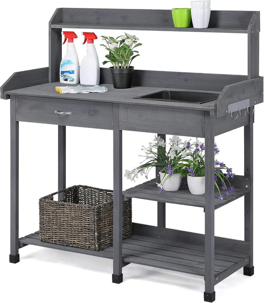 Outdoor Potting Bench Table Potters Garden Workstation