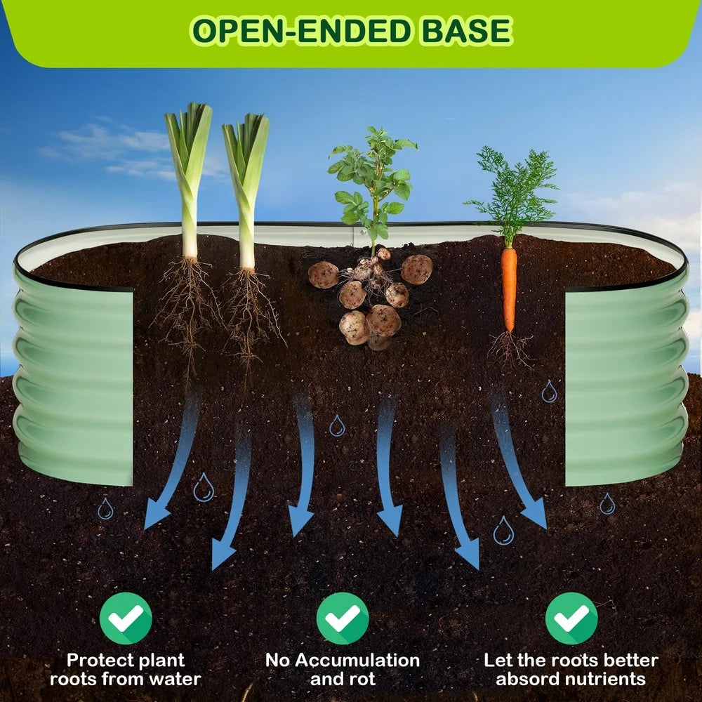 Galvanized Oval Raised Garden Bed Metal Planter