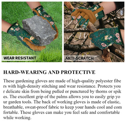 Garden Gloves Breathable Leather with Grip Thorn-Proof