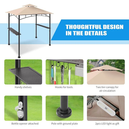 5x8 Grill Gazebo Canopy for Patio, Outdoor BBQ Gazebo