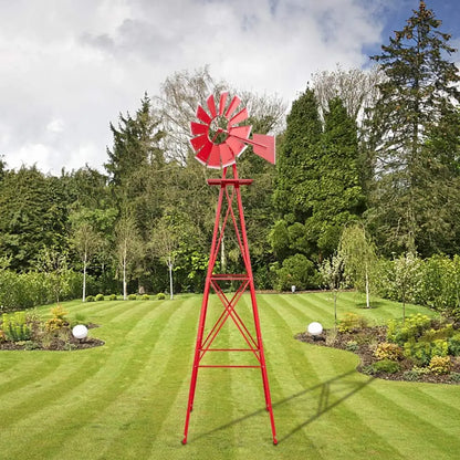 8FT Metal Windmill Ornamental Spinner Backyard