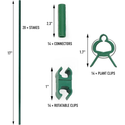 62pcs Garden Stakes Kit Fiberglass Plant Support Stakes