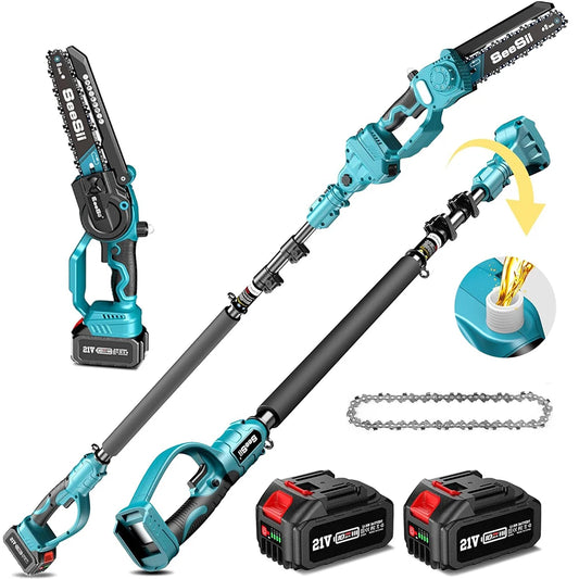 2-in-1 Cordless 8'' Electric Chainsaw with Pole Electric Polesaw