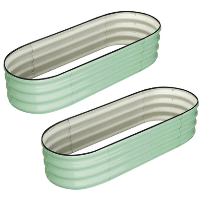 2 Pcs 4.5x2x1ft Oval Raised Garden Bed, Galvanized