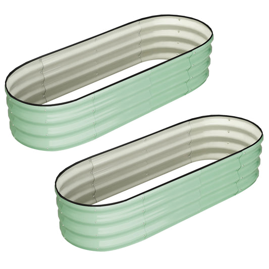 2 Pcs 4.5x2x1ft Oval Raised Garden Bed, Galvanized