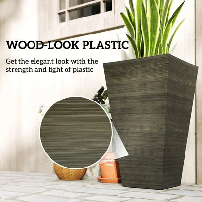 Outdoor Planter Set of 3, 28 Inch Taper Pots