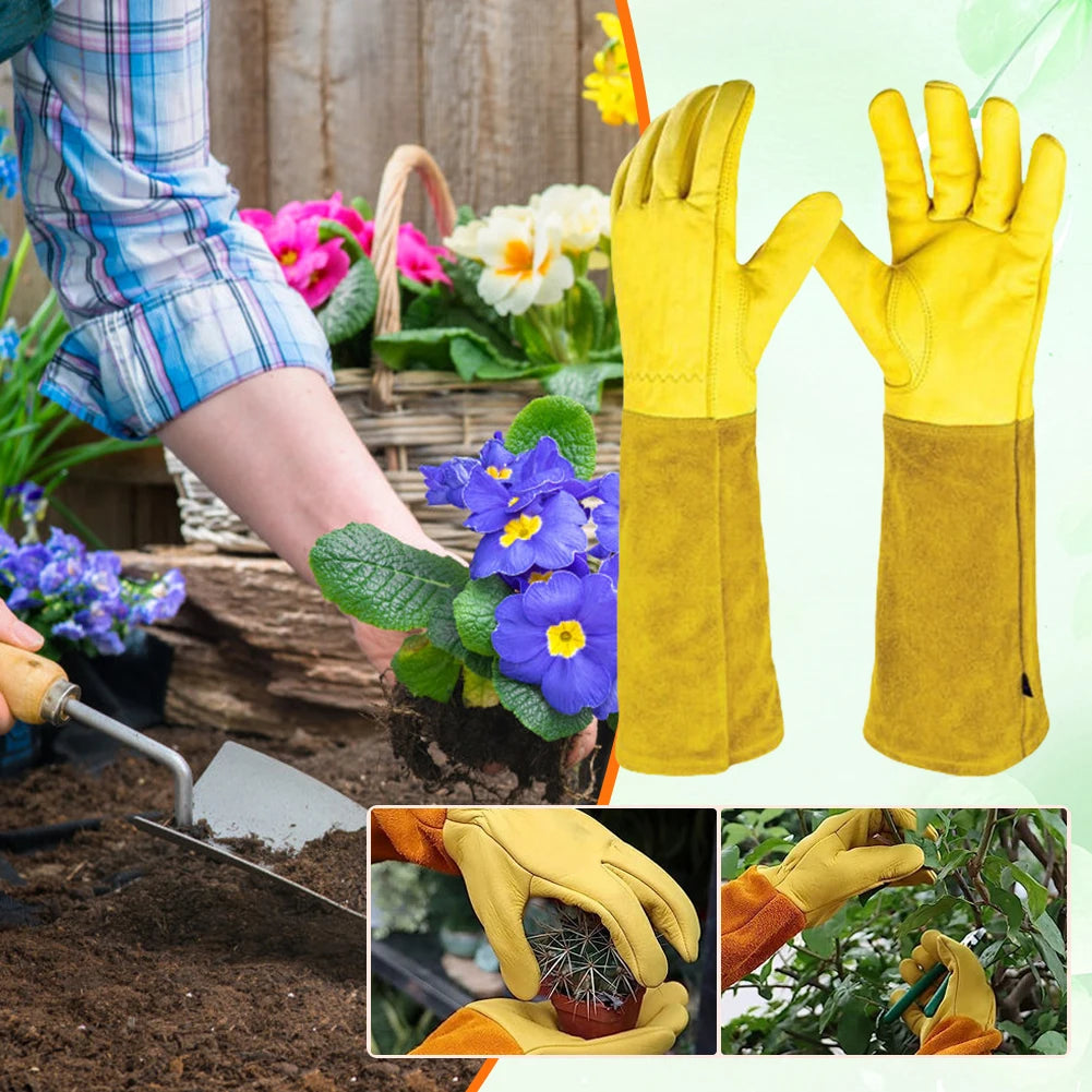 1 Pair Long Thorn Proof Working Garden Gloves