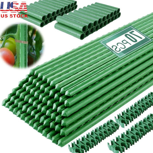 Garden Stakes 70 Pack 16in Plastic Coated Metal Plant Supports