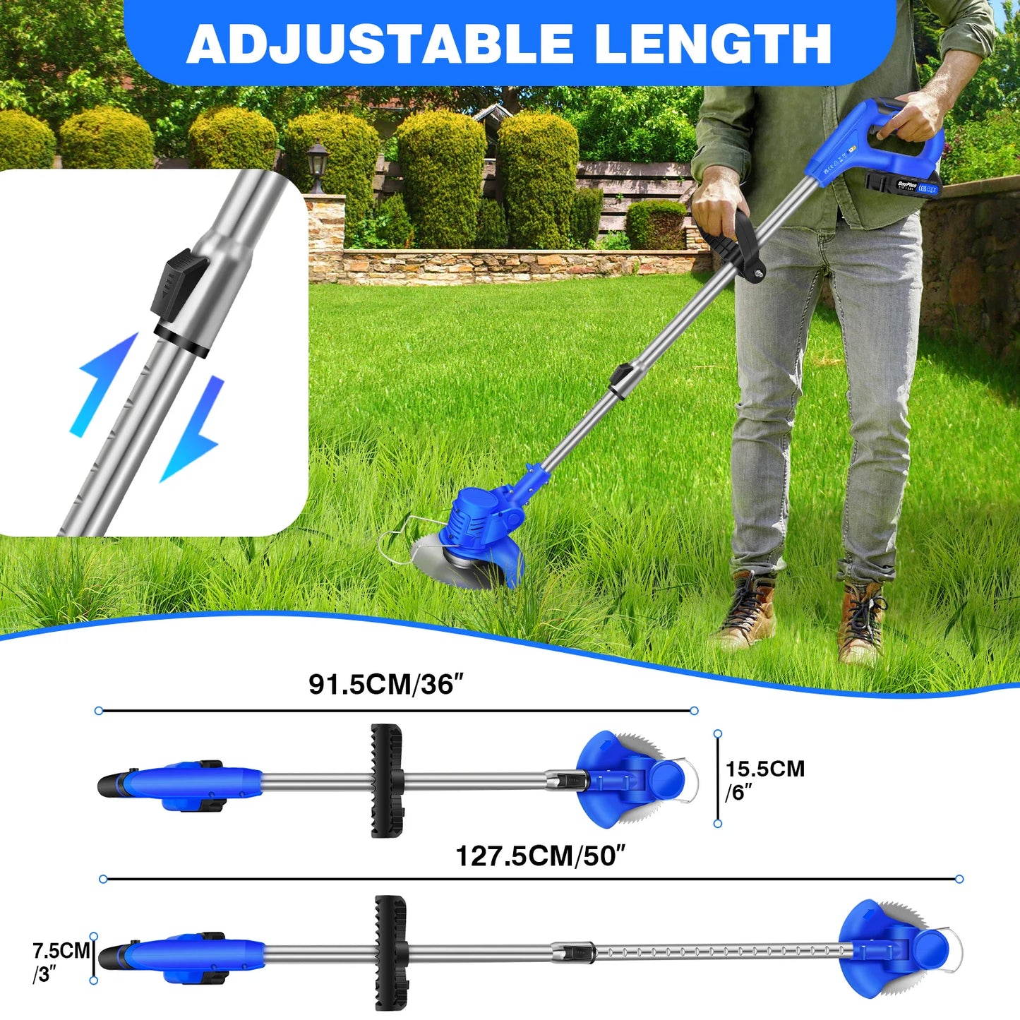 21V Grass Trimmer Electric Cordless Strimmer with 2x Battery