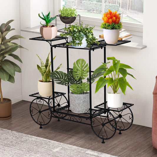 Large Metal Plant Stand 6 Tier Garden Cart