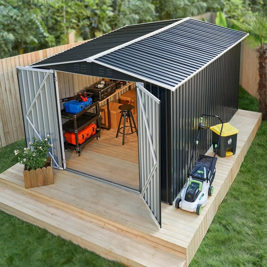 8 x 12 FT Outdoor Storage Shed,  Garden, Patio, Lawn, Black