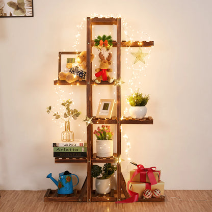 6 Tier Wooden Plant Stand Carbonized