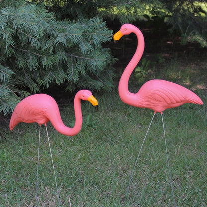 2ct Pink Flamingo Lawn Stakes Outdoor Garden Decor