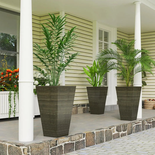 Outdoor Planter Set of 3, 28 Inch Taper Pots