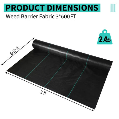 3/4/6*300/600FT Weed Barrier Landscape Fabric, Heavy Duty