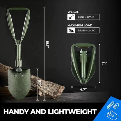 18'' Military Folding Camping Shovel, Offroad Survival High Carbon Steel Shovel (Olive) by toolant