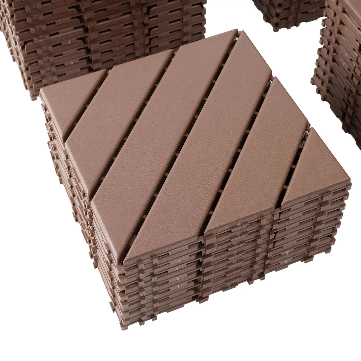 Twill Interlocking Patio Deck Tiles 44 Pack 12x12 Inch,