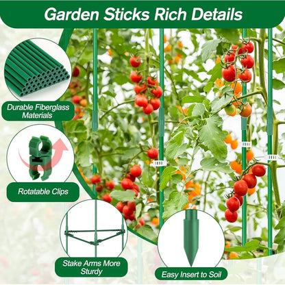 123PCS Garden Tomato Stakes Kit, 36 Fiberglass Supports