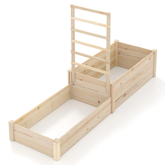 87" Raised Garden Bed w/ Trellis 2 Planter Boxes Open-ended Base