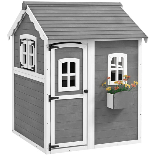 Playhouse for Kids, Outdoor Wooden Playhouse for 3-8 Year Olds
