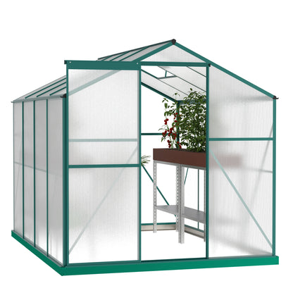 Polycarbonate Greenhouse,6'x 8' Heavy Duty Walk-in Greenhouse