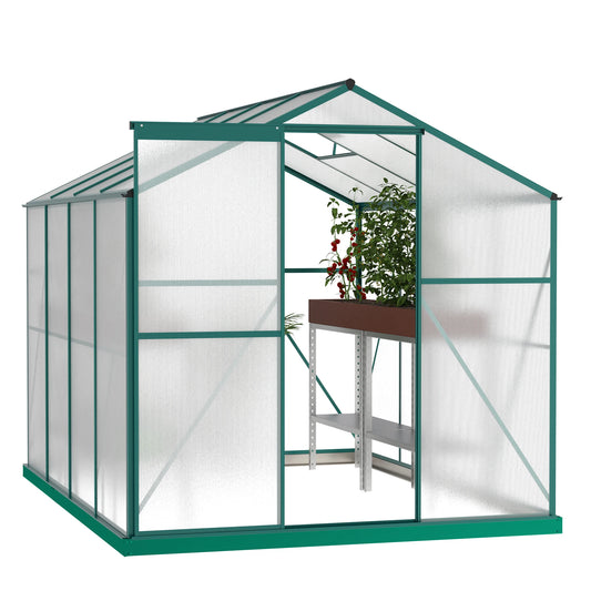 Polycarbonate Greenhouse,6'x 8' Heavy Duty Walk-in Greenhouse